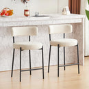 Furnilivng 24'' Bar Stools Set of 2 Boucle Counter Height Bar Stools - White - Like New