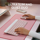 LOGITECH SLIM WIRELESS KEYBOARD AND MOUSE COMBO MODERN COMPACT LAYOUT - ROSE - Like New