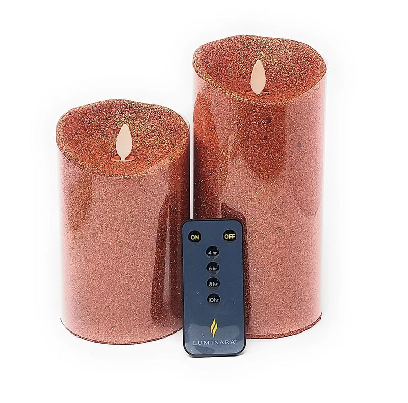 LUMINARA FLAMELESS 5"& 7" 2-PACK CANDLE - ORANGE PUMPKIN SPICE - Like New