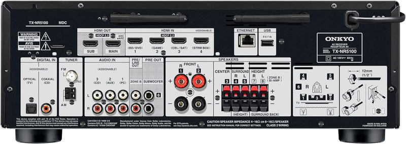Onkyo TX-NR5100 7.2-Channel 8K Smart AV Receiver - Black - Like New