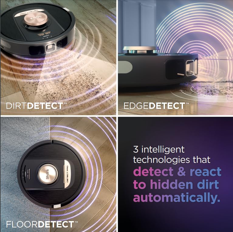 SHARK DETECT PRO SELF-EMPTY ROBOT VACUUM AUTO DEEP-CLEAN CARPETS - BLACK/SILVER - Like New