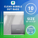 Amiff Clear Bubble Out Bags 15x17.5" Pack of 10 Self Seal Bubble Pouches - Brand New