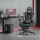 HBADA ERGONOMIC VIDEO GAMING CHAIR WITH FOOTREST PU LEATHER - GRAY-1 - Like New