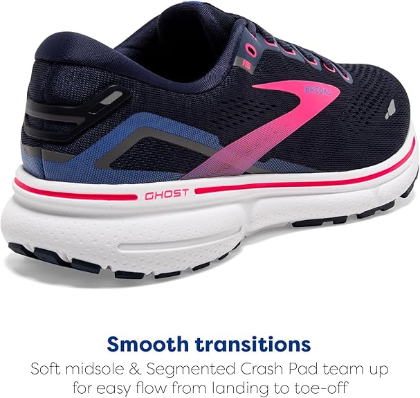 BROOKS WOMEN'S GHOST 15 NEUTRAL RUNNING SHOE - PEACOAT/BLUE/PINK - SIZE 8 - Like New