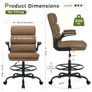 AMSEATEC DRAFTING TALL OFFICE CHAIR WITH FOOTREST FOR STANDING DESK - TAN - Like New