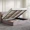 NOVILLA KING SIZE LIFT UP STORAGE BED FABRIC HEADBOARD HYDRAULIC STORAGE - BEIGE - Like New