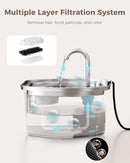 NEAREAL Cat Water Fountain 108oz Drinking 4x Filters + Sponges - Stainless Steel - Like New