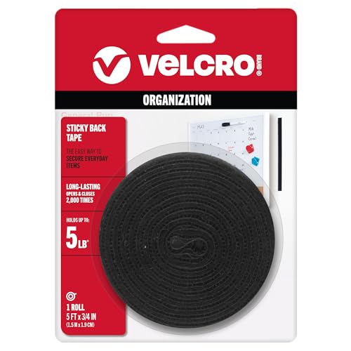 VELCRO BRAND VELCRO Brand 5 Ft x 3/4 In Tape Roll with Adhesive 90086 - BLACK - Brand New