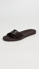 157872-200 TORY BURCH WOMEN'S BUCKLE SLIDES/WOMEN'S MEDIUM SIZE 8 DARK COCOA - Like New