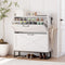 Narrow Shoe Cabinet Organizer with 2 Flip Drawers, Metal Legs - White - Like New