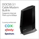 NETGEAR NIGHTHAWK CABLE MODEM AND WIFI 6 ROUTER COMBO CAX80 - BLACK - Like New