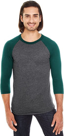 BB453W American Apparel Unisex 3/4-Sleeve Raglan T-Shirt New