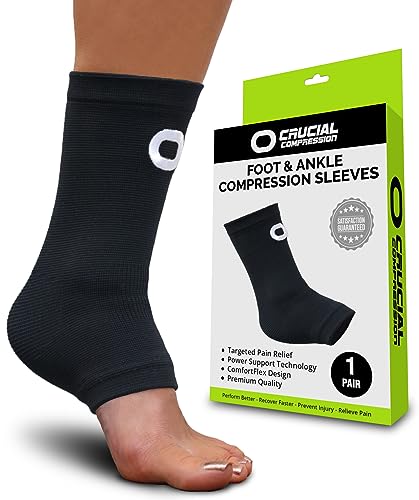 CRUCIAL COMPRESSION ANKLE BRACE COMPRESSION SUPPORT SLEEVE 1 PAIR MEDIUM - Like New