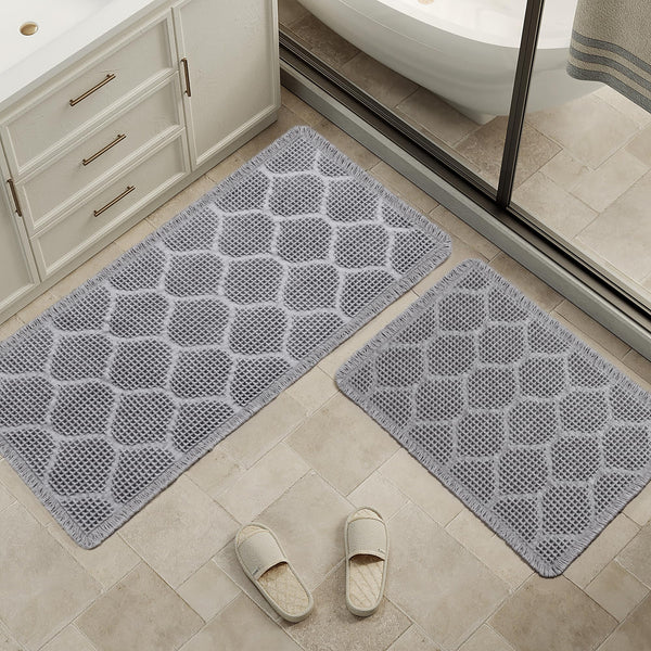 Upgraded Non Slip Bathroom Rugs Sets 2 Piece, Washable Waffle Bath Mats Set - Brand New