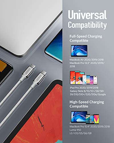 ANKER USB-C 2.0 CABLE POWERLINE+ III 6FT USB-IF CERTIFIED CABLE SILVER - Like New