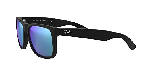 RAY-BAN FRAME-MATTE RUBBER BLACK BLUE MIRROR LENSES 622/55 RUBBER MATTE BLACK - Like New