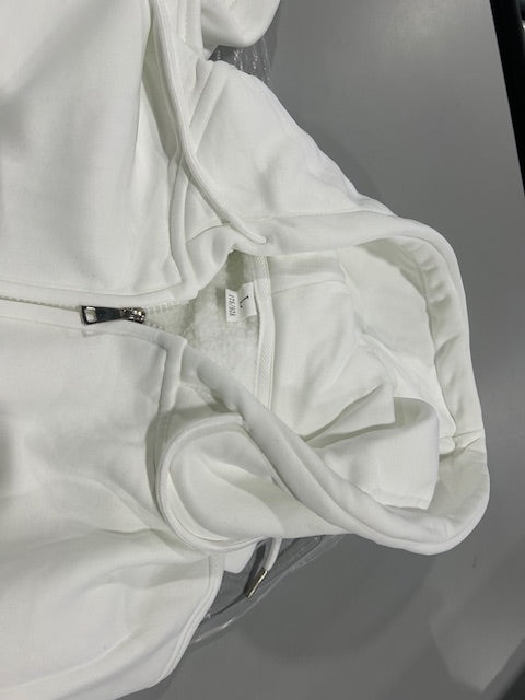 GENERIC LARGE WHITE HOODIE JACKET - SIZE: MEN L WOMEN L - WHITE - Like New