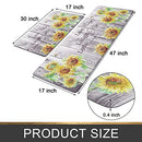 U'Artlines 2Pcs Kitchen Rug Runner Set Anti Fatigue Sunflower Mats - Offwhite - Brand New