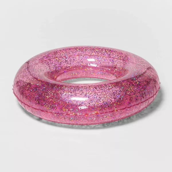 SUN SQUAD™ 36" INFLATABLE GLITTER SWIM TUBE - PINK - SUN SQUAD™ - PINK - Like New