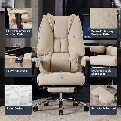 EXCEBET BIG AND TALL OFFICE CHAIR 400LBS WIDE SEAT - BEIGE - Like New