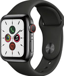 APPLE WATCH SERIES 5 GPS +  40MM CASE BLACK SPORT BAND -  BLACK STAINLESS STEEL - Like New