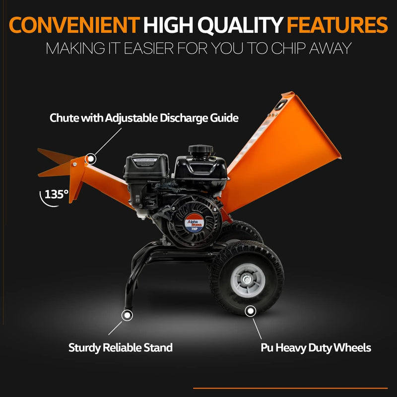 SuperHandy Wood Chipper Shredder Mulcher 7HP, 3" Capacity GUO074 - Orange, Black - Like New