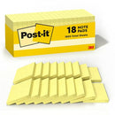 POST-IT NOTES, 3 IN X 3 IN, 18 STICKY NOTES PADS, 100 SHEETS PER PAD, Yellow - Brand New