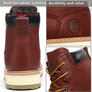 HANDMEN Work Boots for Men - 6" Soft Toe Mens Work Boots HM303 CLARET Size: 10.5 - Like New