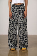 CARTER HIGH WAISTED COTTON TROUSER BLACK & WHITE BUTTERFLY PRINT - SIZE: 32R - Like New
