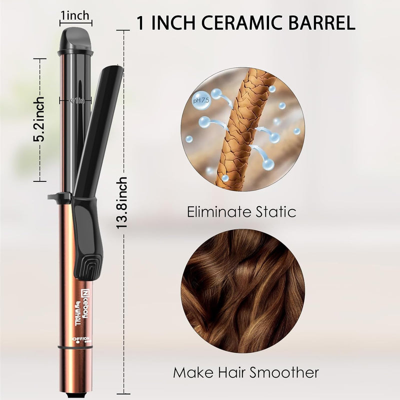 Nicebay 1 Inch Hair Curling Iron with Ceramic Coating DW-6010A - Rose Gold Like New