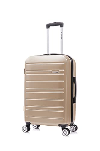 Rockland Irvine Hardside Spinner Wheel Luggage, Champagne, 19", 23", 27" Like New