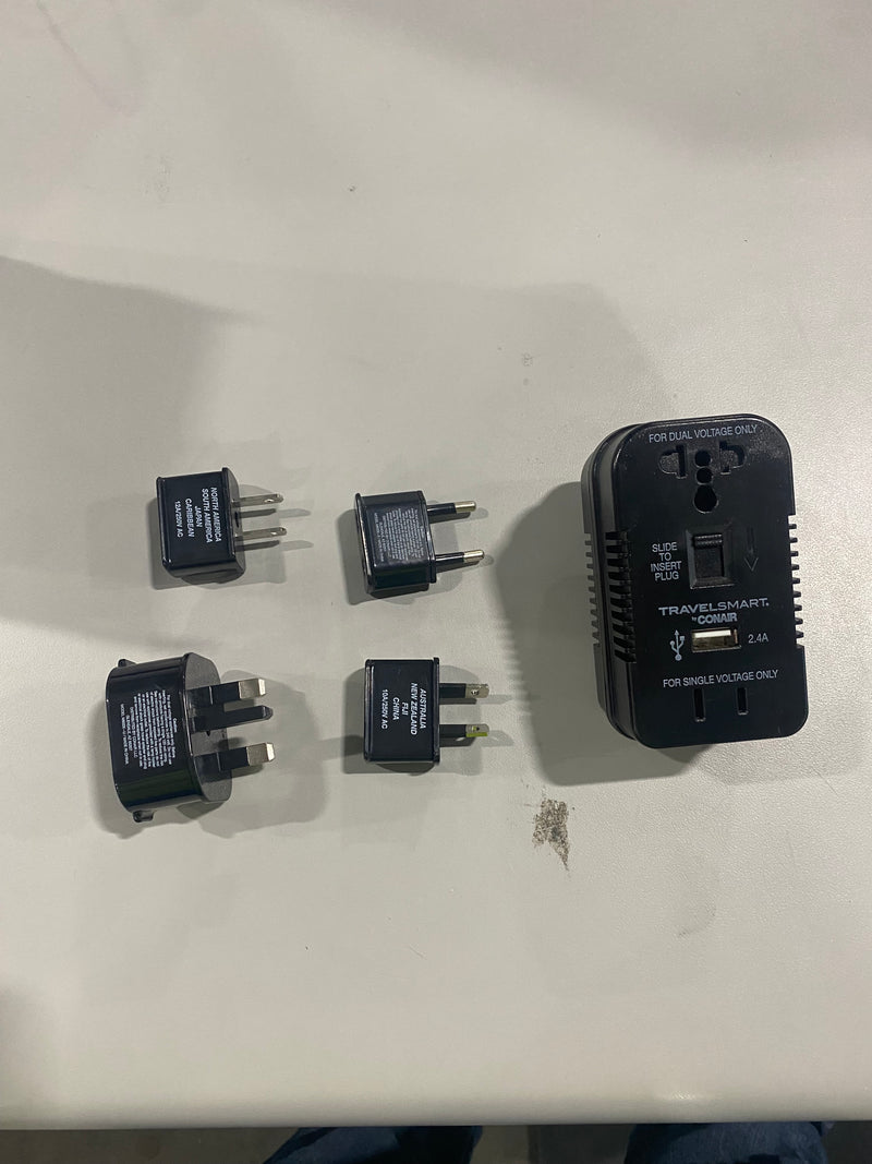 CONAIR TRAVEL SMART ALL-IN-ONE MULTIPLE SOCKET ADAPTER CONVERTER SET - BLACK - Like New