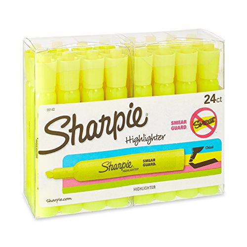 Sharpie Tank Style Chisel Tip Highlighters Fluorescent Yellow, 24 Count - Brand New
