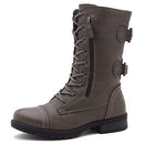 Shoe Land Kasey Women's Ankle Lace Up Military Combat Booties, Grey, Size 11 - Brand New