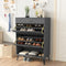 AWQM SHOE CABINET WOODEN FREE STANDING SHOE STORAGE CABINET ENTRYWAY - GREY - Like New