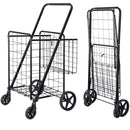 SUPER DEAL FOLDING SHOPPING CART WHEELS DOUBLE BASKET FOR GROCERIES - BLACK - Like New