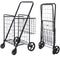 SUPER DEAL FOLDING SHOPPING CART WHEELS DOUBLE BASKET FOR GROCERIES - BLACK - Like New