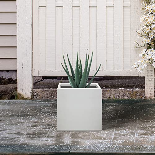 Kante 16" Square Concrete Planter Outdoor Indoor Home Patio Garden - White - Like New