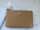 COACH ESSENTIAL SMALL WRISTLET, PEBBLED LEATHER IN HONEY - BROWN - Like New
