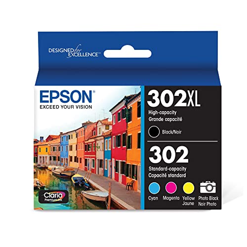 EPSON 302 claria premium ink high capacity color cartridge combo pack - Black - Brand New