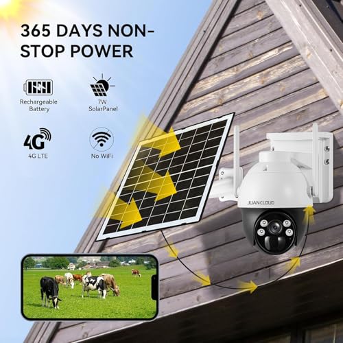 JUANCLOUD 4G LTE CELLULAR SOLAR OUTDOOR SECURITY CAMERA RELIABLE - WHITE/BLACK - Like New