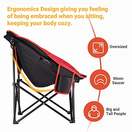 KINGCAMP OVERSIZED SAUCER ROUND CAMPING CHAIR PORTABLE PADDED KC3816 - RED - Like New