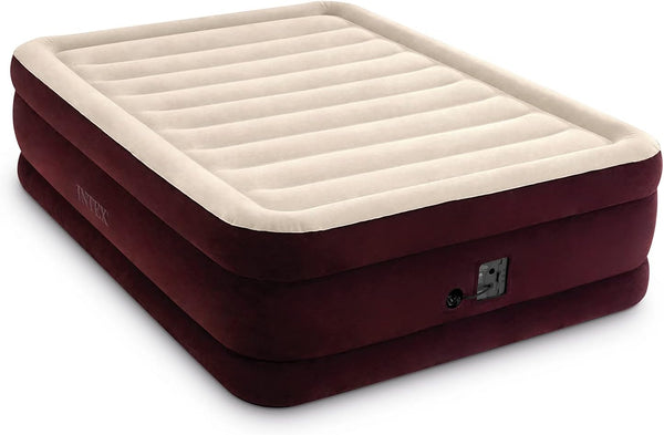 INTEX Dura-Beam Deluxe Extra Raised Air Mattress, Queen Size – Maroon Like New