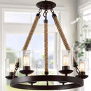 FARMHOUSE 6-LIGHT DARK BROWN WAGON WHEEL ISLAND RUSTIC CHANDELIER  - BLACK BROWN - Like New