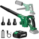 KIMO LEAF BLOWER CORDLESS WITH BATTERY CHARGER 4 IN 1 BLOWER, VACUUM - GREEN - Like New