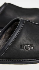 1108192 UGG MEN'S SCUFF SLIPPER SIZE 10 M BLACK LEATHER - Like New