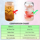 Drinking Glasses Glass Straw 8Pcs Set 16oz Clear Can Shaped Glass - Clear - Brand New