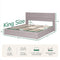NOVILLA KING SIZE LIFT UP STORAGE BED FABRIC HEADBOARD HYDRAULIC STORAGE - BEIGE - Like New