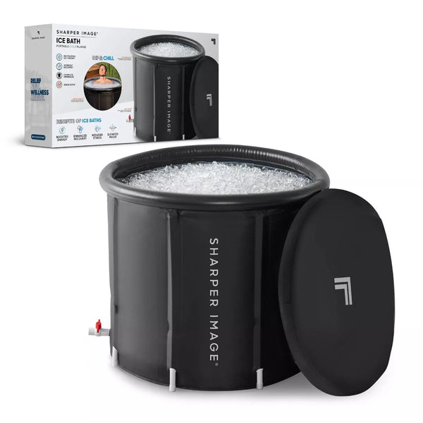 SHARPER IMAGE PORTABLE ICE BATH 31.5"X29.5" OVAL PLUNGE POOL - BLACK - Like New