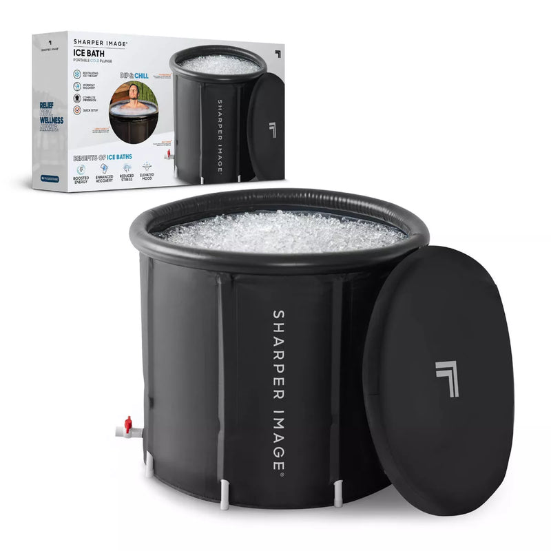 SHARPER IMAGE PORTABLE ICE BATH 31.5"X29.5" OVAL PLUNGE POOL - BLACK - Like New